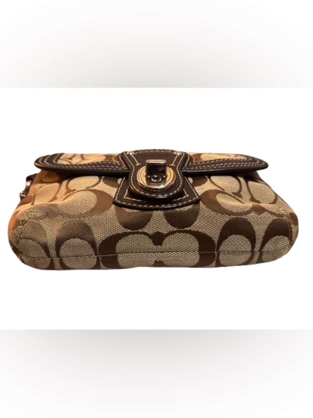 Coach F41756 Y2K Legacy Signature Top Turnlock Wristlet (Khaki/Brown) - EUC - Picture 4 of 9